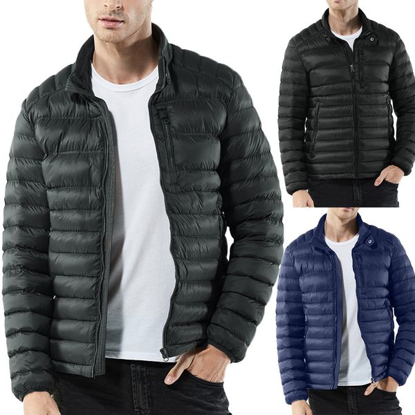

2018 new vetement femme men's winter warm nylon zipped thick solid fleece coat cotton-padded jacket man casual down jacket, Black