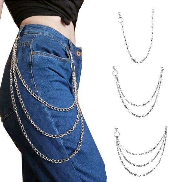 

3pieces metal wallet chain jeans biker rocker double layered necklace, Red;black