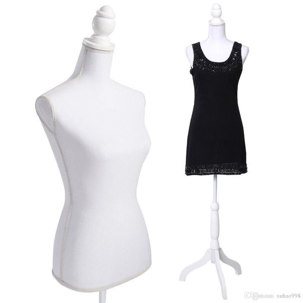 

white female mannequin torso dress form display w/ whitetripod stand new