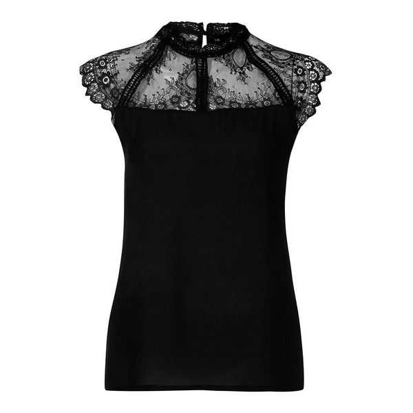 

women blouses womens clothing womens and blouses lace sleeveless chiffon blouse ladies black vintage blouse blusas mujer moda, White