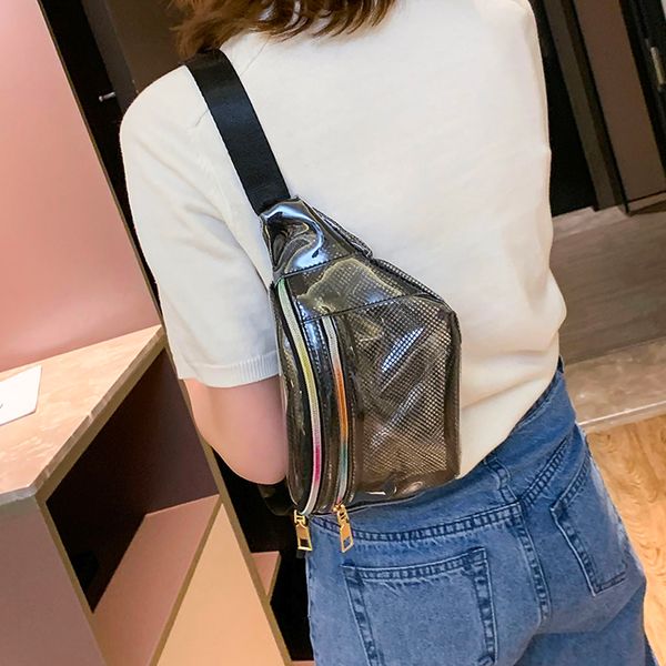 

transparent waterproof neutral wild mesh pockets bags trend shoulder bags with zipper sport outdoor travel ladies 2019 #zc