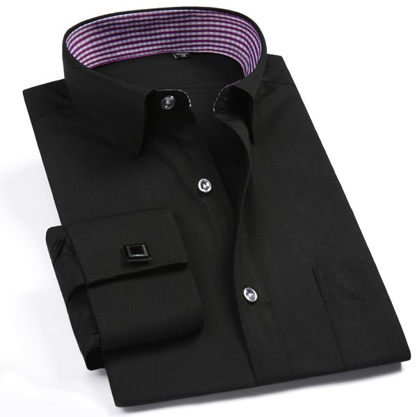 

mens dress shirt plus size 4xl 5xl 35% cotton formal fashion french solid black asian size for spring summer zwxfs19, White;black