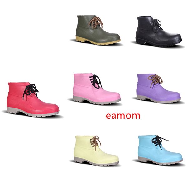 

no-brand design rain boots low labor insurance shoes steel toe cap black yellow pink red purple dark green men shoes 38-44