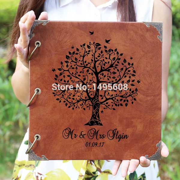 

customize vintage engraved p / kraft scrapbook / /wedding guestbook