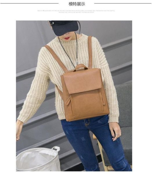 

2020 new backpack ladies pu waterproof travel backpack student schoolbag women's