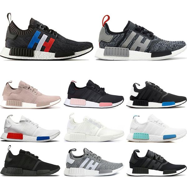 

nmd r1 primek classic oreo triple black white pink grey running shoes for men women runner trainer sports sneaker size 36-45 dropshipping, White;red