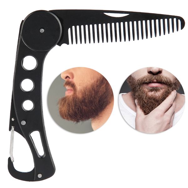 

stainless steel beard comb folding for men beard mustache styling comb folding, Silver