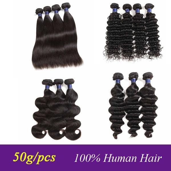 

перуанский индийский малазийский бразильский девы волос плетение 3 или 4 5 6 связки лот бразильская прямо объемная волна человеческих волос, Black