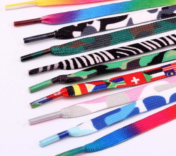 

fashion 80/100/120cm polyester zebra/rainbow printing flat shoelace one pair ing, Black