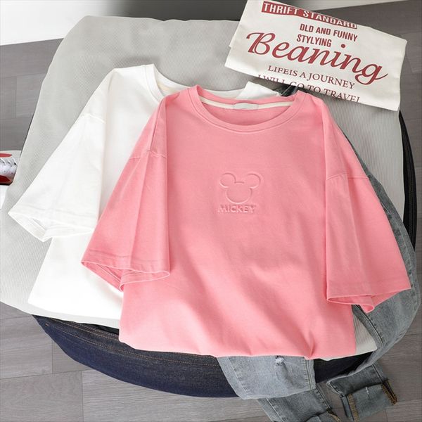 

2020 european white cotton short-sleeve women ins fashion heavy industryloose half-sleeve 2020 european white cotton short-sleeve t-shirt t