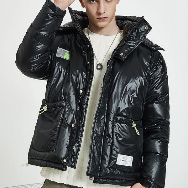 

mens designer down coat luxury badge sticker thick clothes brand casual warm hooded jackets winter outdoor streetwear high quality, Black