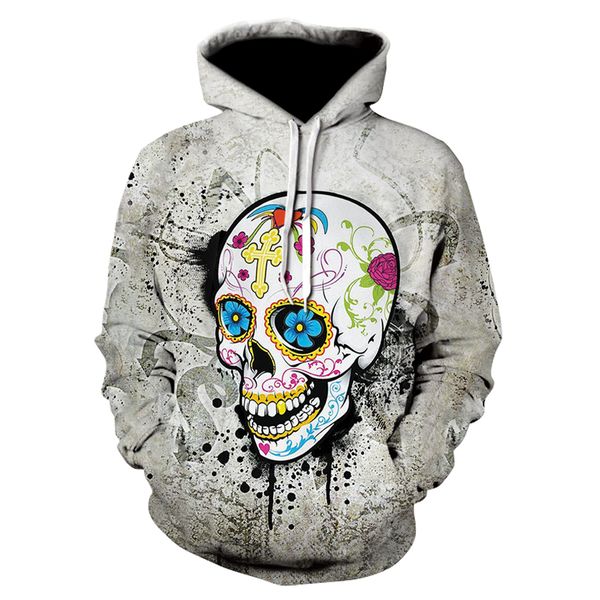 

new printed skull hoodie 3d printed hoodie/sweatshirt men's high fashion long sleeve hoodie, Black