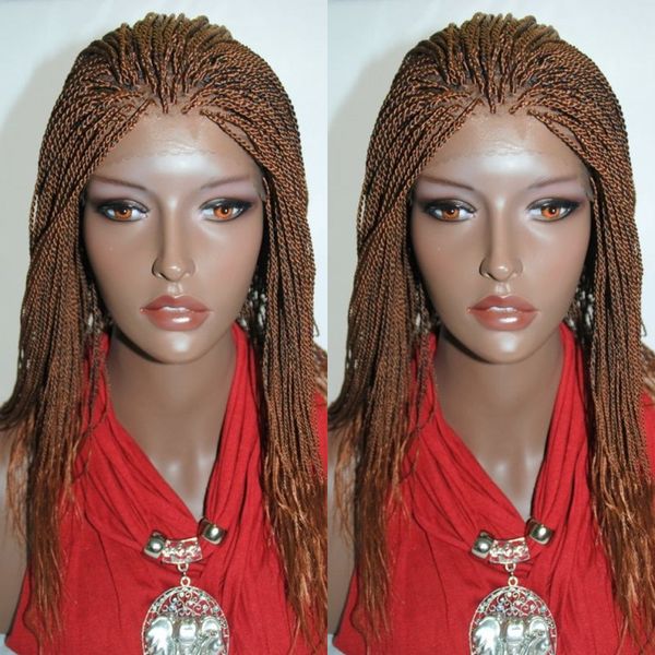 Parrucche anteriori in pizzo sintetico da 22 pollici per donne nere Trecce marroni Twist Jumbo Dread Faux Locs Acconciatura Parrucca lunga in pizzo marrone