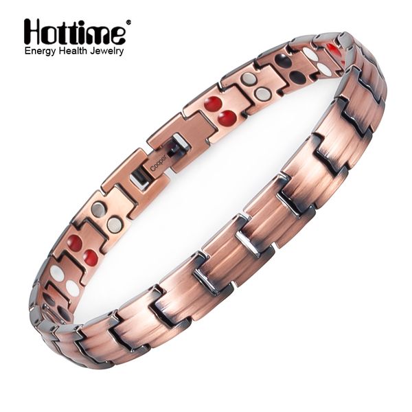 

ime double row 4 in 1 energy magnetic therapy bracelets & bangles fashion healing 99.95% pure copper bracelet gift for women, Golden;silver
