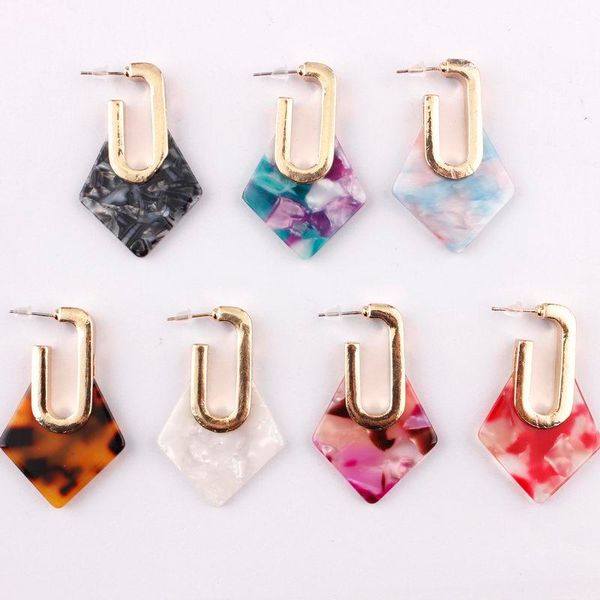 

2019 новая весна лето мода leopard tortoise shell ромб себе падение серьги для девочек и дам бутик ювелирных изделий, Silver