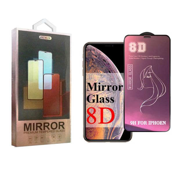 

8d mirror beauty tempered gla for iphone 11 pro x max xr creen protector for iphone 8 7 6 plu with retail package