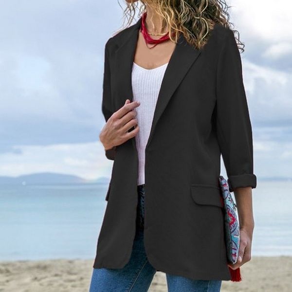 

fashion autumn women coat jackets casual office lady suit slim long sleeve solid cardigans business female mujer outwear coats, Black;brown