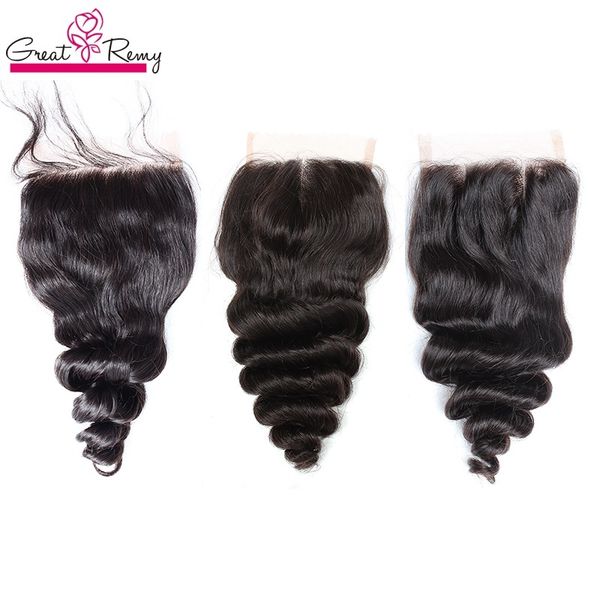 

50%off sale malaysian human hair lace closure loose wave curl peruvian brazilian indian middle 3 part 4x4 virgin hairpieces natural black gr, Black;brown