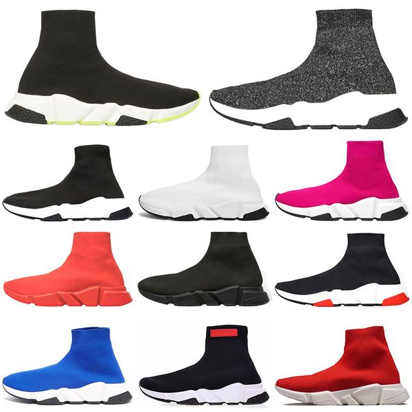 

new fashion luxury designer men women casual socks shoes black white red glitter green speed mens trainers flat sock sneakers size 36-45