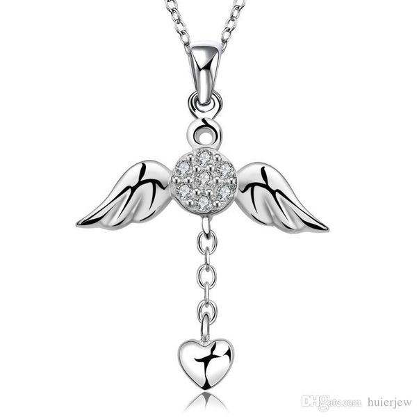 

necklaces designer cz diamond wholesale fashion jewelry 925 sterling silver chain x'mas gift girl angel wings heart love pendants neckl