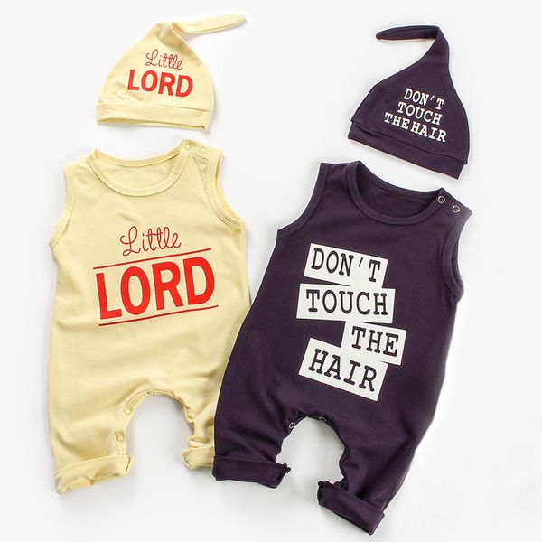 

baby girl boy kid letter sleevesless romper +hat costume jumpsuit set body romper summer sleeveless jumpsuit clothes, Blue