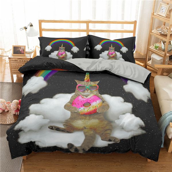 

zeimon funny animals bedding set 3d dog/cat duvet cover pillowcase twin king  size microfiber bedclothes 3pcs home textiles