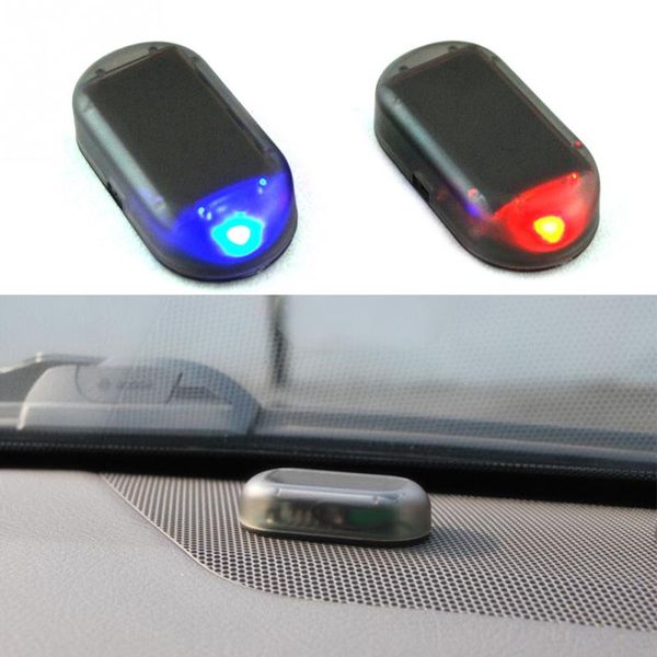 

car alarm security system warning theft flash blinking red solar simulation anti-theft warning light