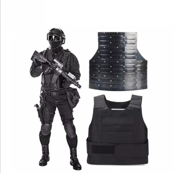 

armor stab proof vest combat training high-strength metal interlayer preventing knifepoint from piercing tactical equipment rapid response, Black;green