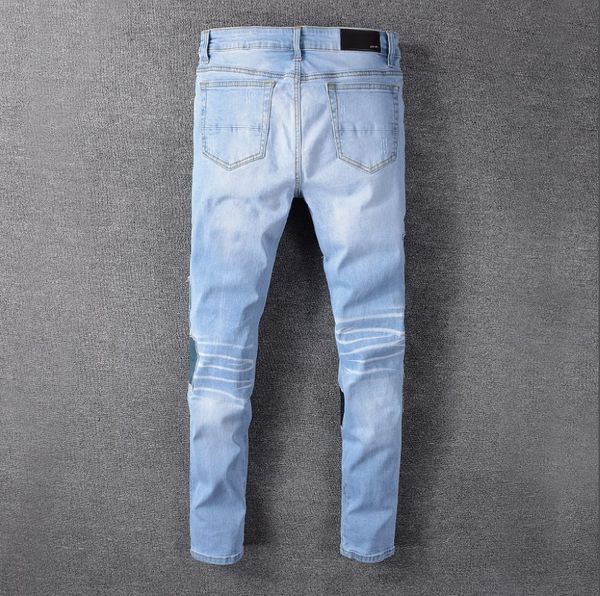 

Fashion jeans men's designer 2020 summer trend stretch slim straight jeans denim trend men's casual pants wholesale--3
