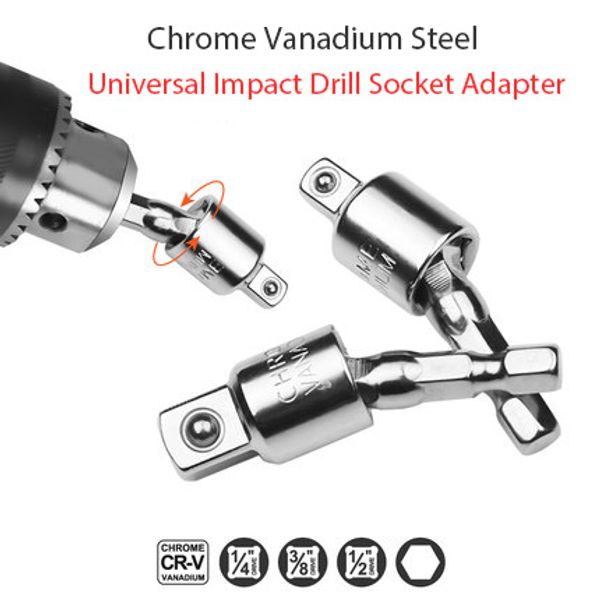 

hi-spec 1/4 3/8 1/2 conversion impact drill socket adapter connecting rod hex shaft electric wrench square head
