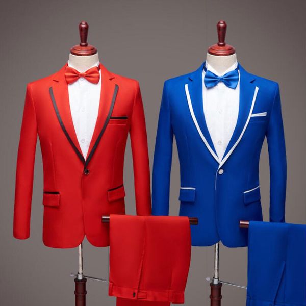 

red groom wedding tuxedo mens suits for royal blue groomsmen outfit man blazer 2piece latest coat pants design costumes pour hommes, Black;gray