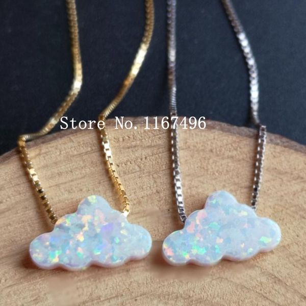 

20pc/lot op17 white 7.3x12mm 925 sterling silver cloud opal necklace for gift & women synthetic cloud opal necklace
