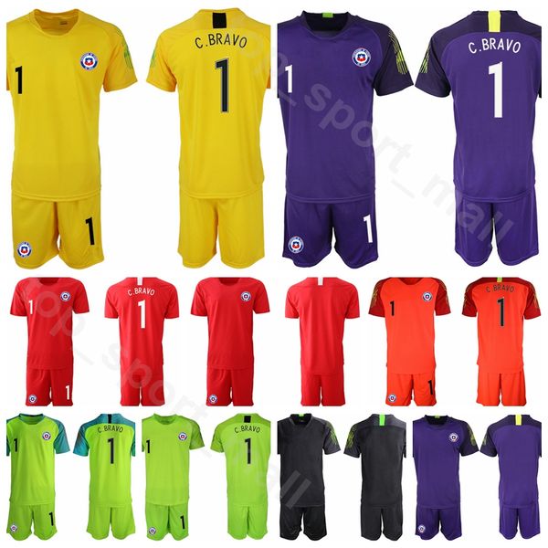 

Goalkeeper GK Goalie Chile Soccer 1 Claudio Bravo Jersey Set 12 Brayan Cortes 1 Gabriel Arias Football Shirt Kits Uniform Custom Name Number