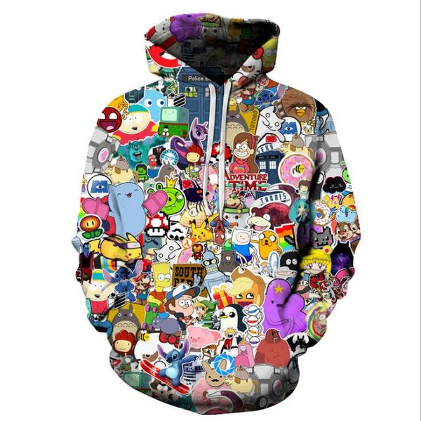 

anime hoodies men/women 3d sweatshirts with hat hoody anime cartoon hooded fashion brand hoodies sweatshirts, Black