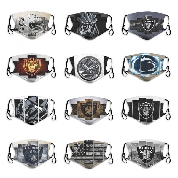 

luxury designer 2020 new 5 layer dust masks men and women fashion rugby team las vegas raiders printed repeatable face mask pm2.5