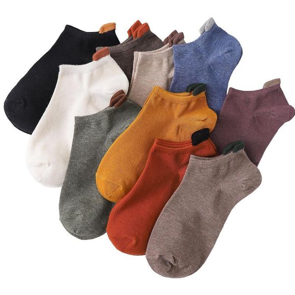 

ankle sock slippers striped 100% cotton breathable sweat-absorbent men's socks japanese trend low-shallow mouth striped socks whole, Black