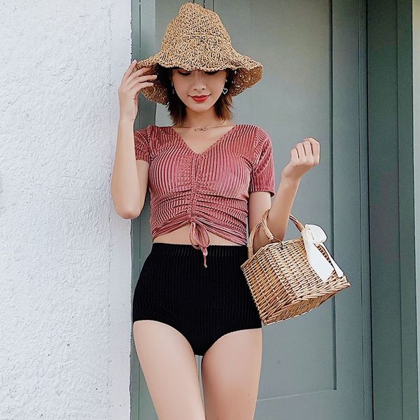 

swimming suit for women plus size swimwear bikini swimsuits bath ladies tankini two piece bathing high waist swimsuit new, White;black