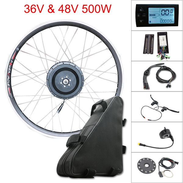 

36v 48v 500w electric bike kit for 20" 24" 26" 700c(28") motor wheel ebike e bike kit with lithium battery accessories