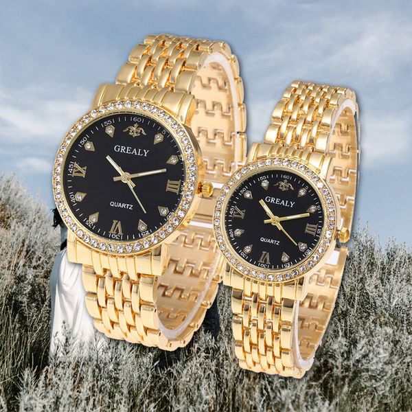 

2020 new business couple watch diamond stainless steel multi-color precision scale wrist watch casual trendy couple gift clock, Slivery;brown