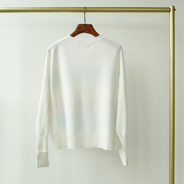

2019 new rainbow letter profile short knit sweater female cotton color age-old girl lazy wind sweater, White;black