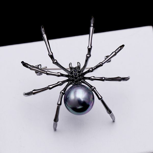 

2019 fashion personality exaggerated black spider zircon brooch highend funny personality female brooch fashion creative pin wome2444325, Gray