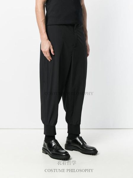

27-44 2017 new men's clothing gd hair stylist fashion thread loose harem pants casual pants plus size singer costumes, Black