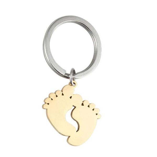 

stainless steel baby foot print charm pendant footprint key chain jewelry accessories pendants keepsake key ring, Silver