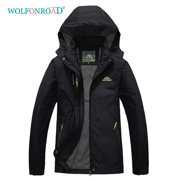 

wolfonroad winter hiking jacket women thin windbreaker jacket waterproof mountain camping outdoor clothing 4xl sport coat, Blue;black