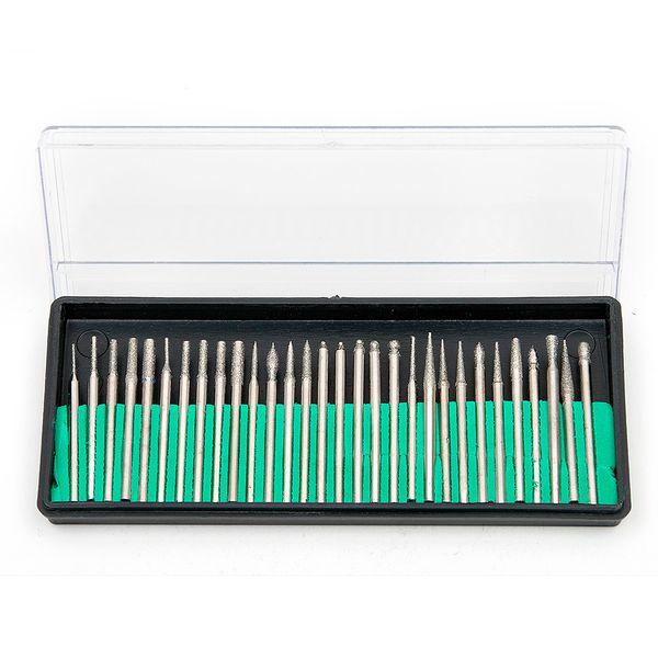 

30pcs/box diamond nail drill bit set milling cutters for manicure pedicure skin gel remove cutter burr tools accessories th01-2, Silver