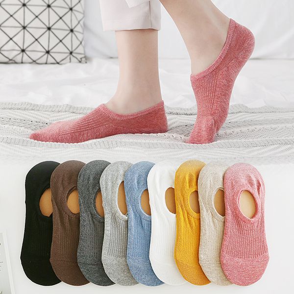 

candy colored boat socks spring and summer solid color invisible cotton ladies socks silicone non-slip shallow mouth socks for childre, Black;white
