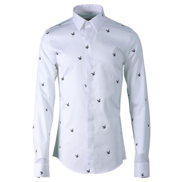 

lu mens shirts luxury autumn winter classic printing casual mens dress shirts plus size 4xl cotton long sleeve man, White;black