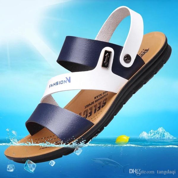

men's cool slippers 2019 new summer personality korean version tide outdoor drag beach shoes non-slip sandals, Black