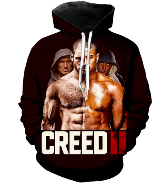 

фильмы creed 2 rocky drago jr сталлоне унисекс толстовки унисекс женщины мужчины 3d печати пуловеры верхняя одежда толстовки повседневная то, Black
