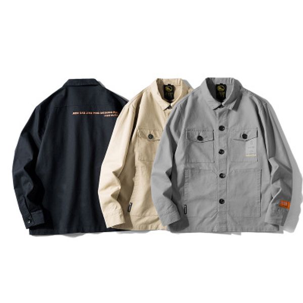 

mens spring autumn casual jackets solid letter fashion coats hip hop loose male street jacket coats casual, Black;brown